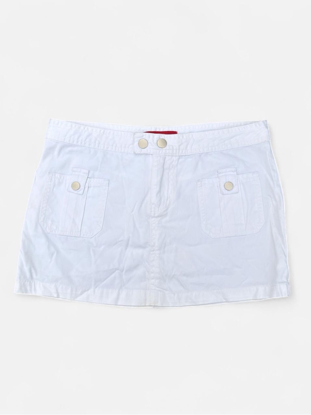 Y2K White denim mini skirt with button up front and zipper
